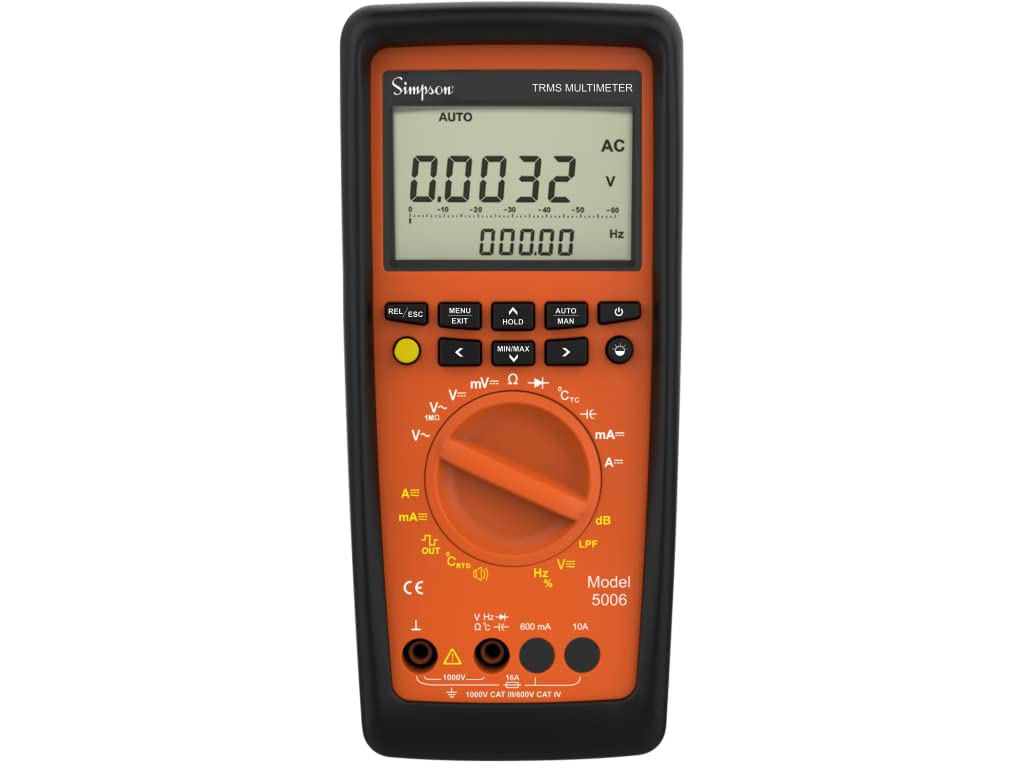 Simpson TRMS Digital Portable MULTIMETER; 5006; CAT III 1000V;CAT IV 600V & TRMS W/Backlit