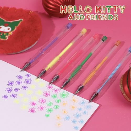 Image of Hello Kitty And Friends Holiday Gel Pens, 6-Pack, Fun Sanrio Pen Toppers Included Featuring My Melody, Hello Kitty, Pompompurin, Keroppi & More, Sanrio Stuff, Cute School Supplies, Stocking Stuffers
