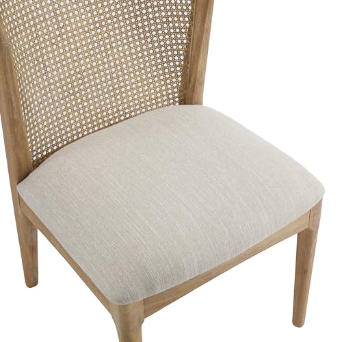 Christopher Knight Home Lilia Dining Chairs Set of 4, Modern Dining Chair with Fabric Upholstery, Rubberwood Frame Kitchen Chairs with Cane Webbing, Extra Seat for Dining Room, Beige + Natural by Christopher Knight Home - Used condition - Image 9