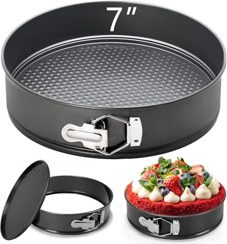 Image of PureBake Premium SGS Certified Cake Moulds | 8 inch Cake Tin- Teflon Coated Removable Base, Non-Stick Cake Tins /Pan /Trays for Microwave, Oven and Bakeware -Set (7 Inch Cake Tin)