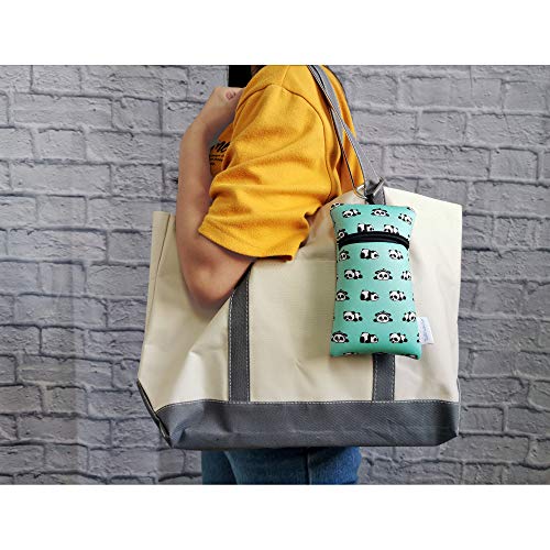 Image of Neoprene Neck Phone Sleeve Bag Pouch w / Clip (Panda Pattern Turquoise)