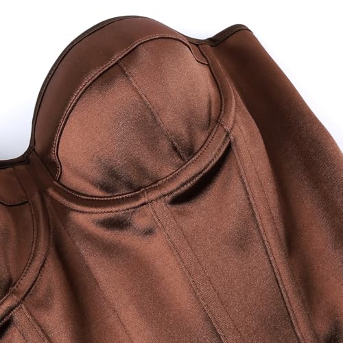 Image of Satin Corset Tops for Women Strapless Bustier Sweetheart Neckline Boned Bodice Bridal Lingerie Party Clubwear