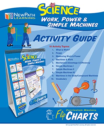 Image of NewPath Learning Work, Power & Simple Machines Laminated, Double-Sided inchWrite-On /Wipe-Off inch Flip Chart - Set of 10, 12 inch x 18 inch Charts (34-6927)