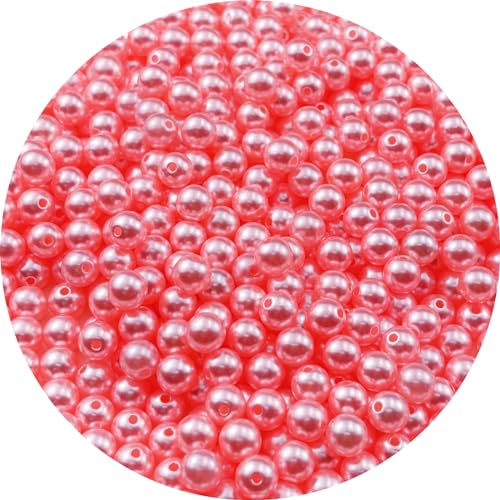 YUEXIGO 500pcs Pearl Beads for Crafts 8mm Resin Pearl for Jewelry Making Round Bulk Pearls Beads with Hole for Sewing Crafts Decoration Necklaces Bracelets Earrings Making(Light Pink)