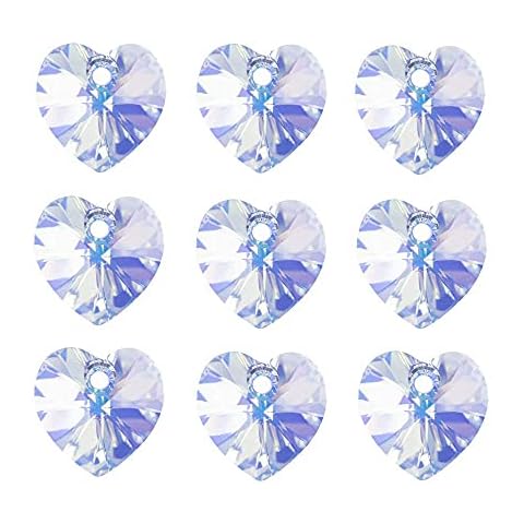 60pcs AB Heart Shaped Crystal Beads - LONGWIN 10mm Top Drilled Adabele Austrian Heart Glass Pendants Beads Charms for DIY Project Earring, Necklaces, Bracelets, Jewelry Making Cover