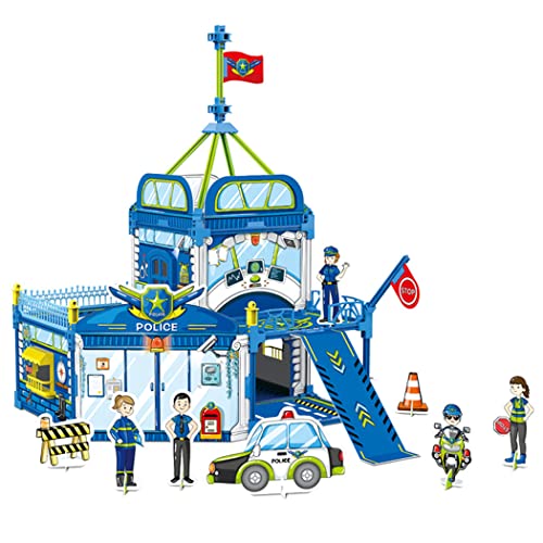 Takihon Police Station 3D Puzzles For Kids,Coloring Puzzle With 12Pcs Colored Pencil,City Police Building Toys,Stem Project Model Kit For 8,9,10,11,12 Year Old Boys,Girls #TOP8