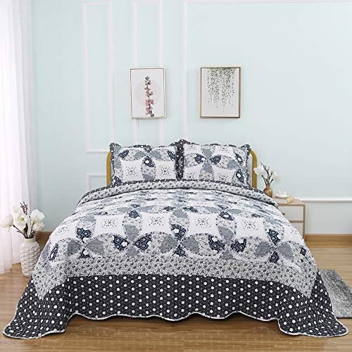 Autumn Dream Reversible Patchwork Bedspreads Quilt Set, 3 Pieces