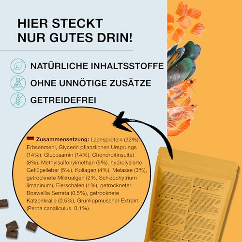 Gelenktabletten für Hunde von Paawy - Test SEHR GUT deutsche Marke - als Snacks mit Grünlippmuschel, MSM, Glucosamin, Chondroitin - sehr hohe Akzeptanz, natürlich, laborgeprüft - 180 Stück