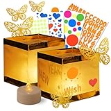 FueLye 12 Set Square Floating Paper Lanterns Come with Tea Candles,DIY Butterfly Water Lanterns for Wedding Pool Decorations Outdoor (12, with LED Canldes)