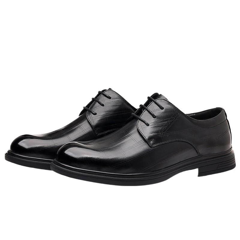 Men's Formal Wear Shoes Business Leather Shoes Embossed Plaid British Single Shoes Comfortable Rubber Soft Sole Shoes for Men