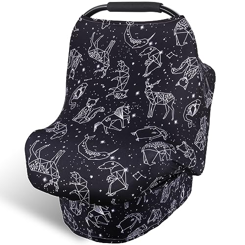 Image of Rquite All-in-1 Car Seat Cover Baby, Carseat Covers for Girl Boy, Stretchy Soft Infant Car Seat Cover, Multi-use Baby Carrier Cover, Car Seat Canopy, Stroller Sun Shade, Nursing Breastfeeding Cover