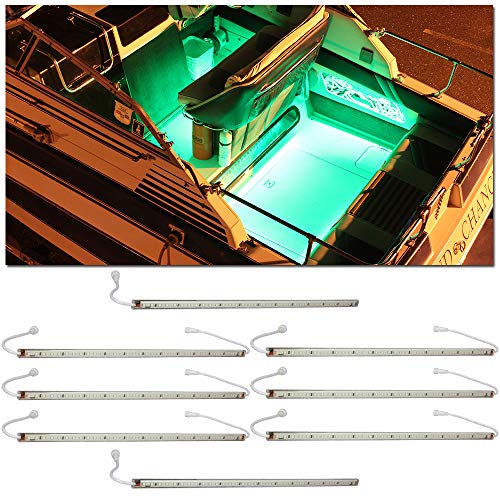 LEDGlow 8pc Green LED Boat Marine Deck Under Gunnel & Cabin Accent Lighting Kit - 24
