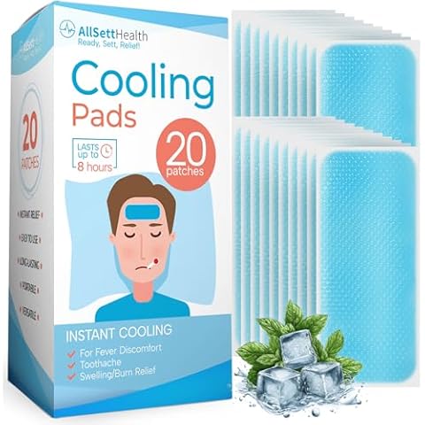 20 Pack - Cooling Patches for Fever, Natural Headache and Migraine Relief, Soft Gel Sheets, Fever Patch for Kids, Tension/Sinus, Headache Relief Prevention Cover