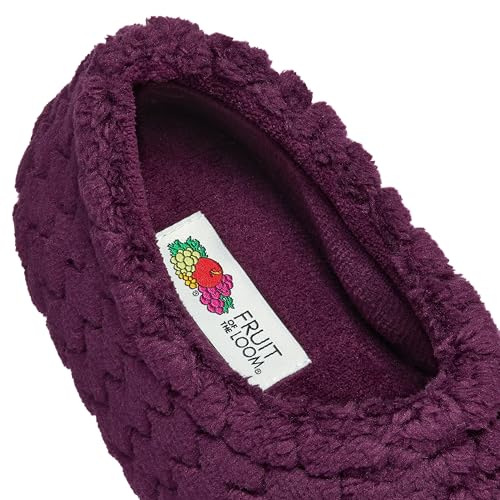 Fruit of the Loom Women's Memory Foam Slippers - Fuzzy Chevron House Shoes, Indoor/Outdoor Pantuflas, Grape, 7-8 - image 6