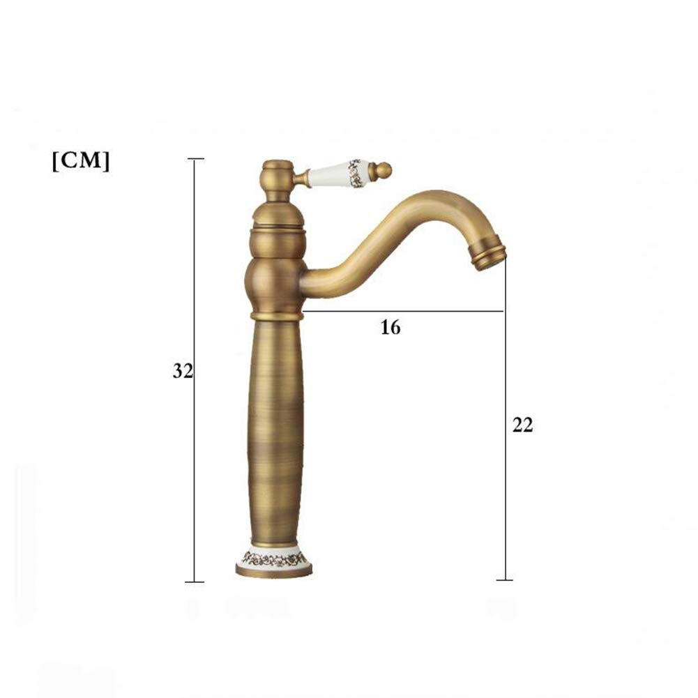 Wasserhahn Bad-Waschtischarmaturen-Badarmatur, Retro Kupfer Einhebel Über Theke Becken Heiß Und Kalt Wasserhahn, Schwarz Einloch Waschbecken Wasserhahn (Einschließlich Einlassrohr, Zubehör)