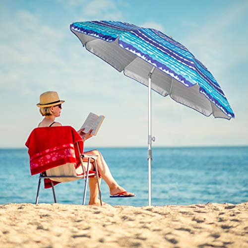Blissun 7.2' Portable Beach Umbrella With Sand Anchor thumb #6