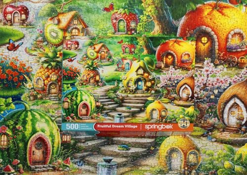 Puzzle de 500 piezas Springbok Fruitful Dream Village para adultos con piezas cortadas únicas, materiales ecológicos, hecho en EE. UU. miniatura 3