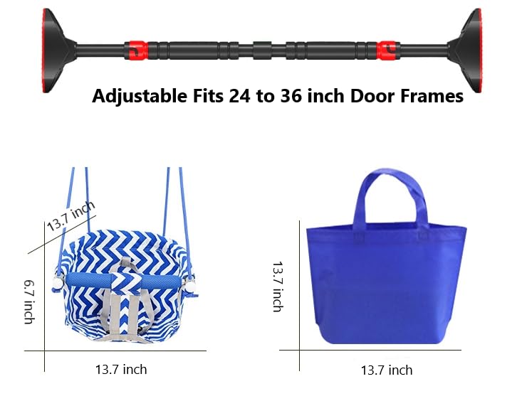 Multi-Use NO Need Punch Adjustable Doorway Hanging Swing Seat,Outdoor/Indoor for Kids,Fits 24 to 36 inch Door Frames,Load-Bearing 200Lbs,Simple Install, Safe Lock?for Exercise and Child Play