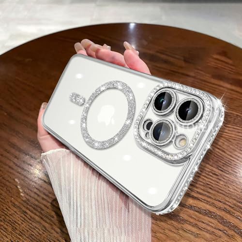 Coque de Luxe iPhone 14 Pro Max argentée scintillante en TPU souple