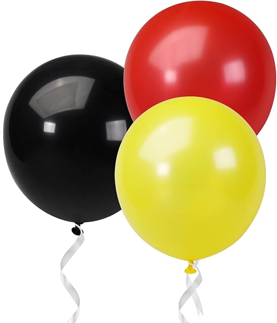 18-Inch Large Balloons Big Ballons-Black Yellow Red Latex Giant Round Helium Balloon Graduation Wedding Bridal Decorations Birthday Party Boy Baby Shower Decor 15pcs Lasting Surprise