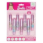 Barbie 7 Piece Plant Based Lip Gloss, Girls Party Favours, First Makeup Set for Girl, Perfect for Parties, Sleepovers and Birthday Gifts, Ages 3+, by Townley Girl