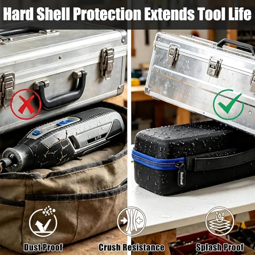 Image of Case Compatible with Dremel Lite 7760 N /10 4V Li-Ion / PawControl 7760-PET Dog Cordless Rotary Tool Multi-Purpose Kit, Zipper Mesh Pocket Storage Holder for USB Charging Accessory Changes (Blue)