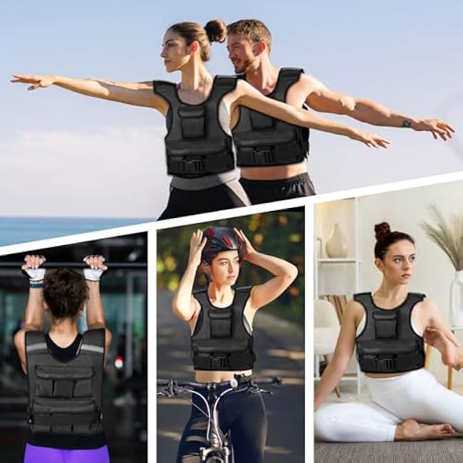 Adjustable Weighted Vest for Women, Customizable 0-18 lbs Strength Training Vest with 10 Removable Sandbag, Breathable Design, Reflective Safety Strips for Running, Hiking, and Fitness