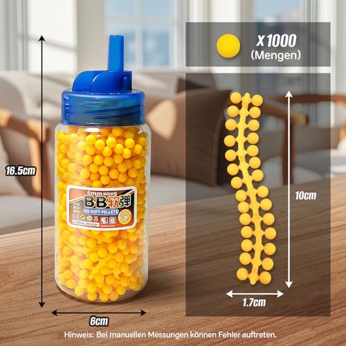 HUGMIE 6MM Gummikugel, ca. 1.000 Schüsse Gummikugeln,Farbige Weiche Kugeln,Kugeln für Spielzeug Pistole,Exklusiv für HUGMIE Spielzeugpistole