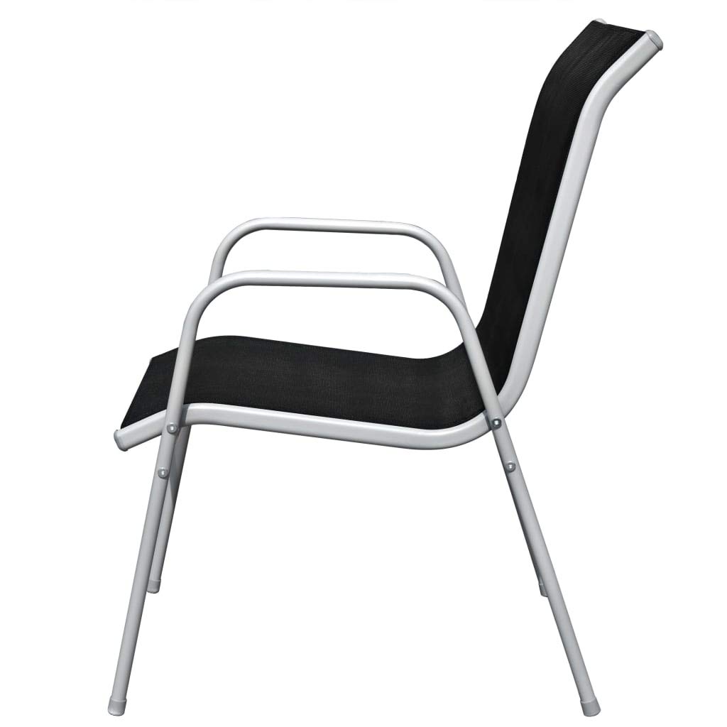 vidaXL Set Muebles Jardín 5 Piezas 80x71cm Acero Gris Negro Mobiliario Terraza