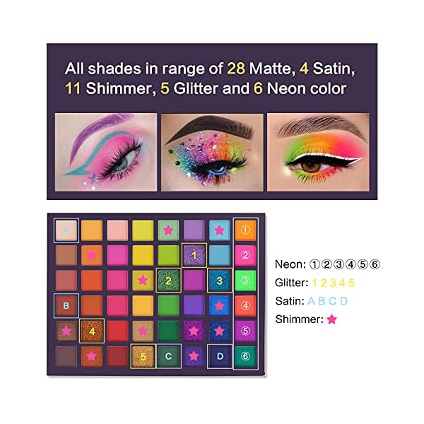 UCANBE-EXOTIC-FLAVORS-Neon-Eyeshadow-Makeup-Palette-48-Colorful-High-Pigmented-Rainbow-Matte-Shimmer-Glitter-Eye-Shadow-Make-Up-Pallet-Gift-Set UCANBE EXOTIC FLAVORS Neon Eyeshadow Makeup Palette - 48 Colorful High Pigmented - Rainbow Matte Shimmer Glitter Eye Shadow Make Up Pallet Gift Set