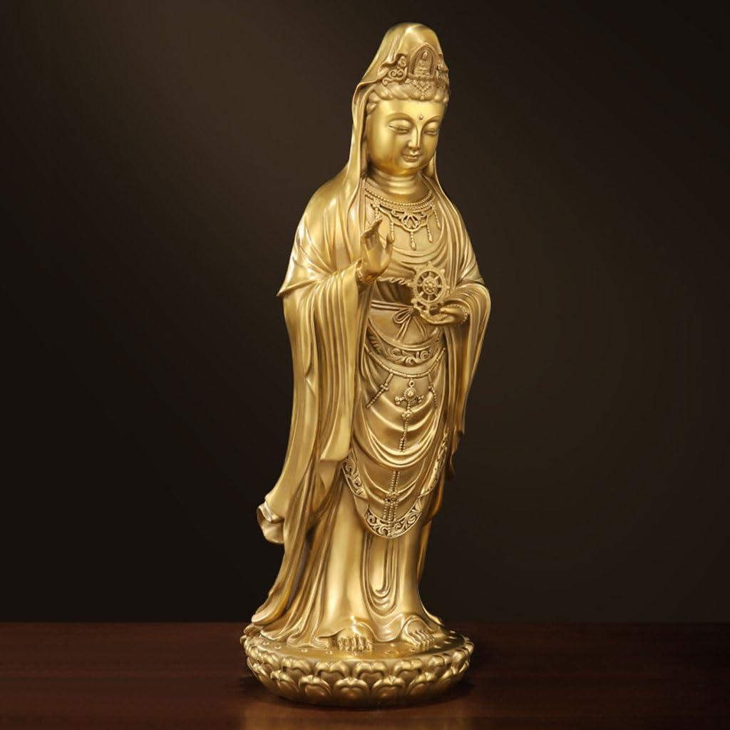 Posąg Buddy do wnętrz kult do domu mosiężny posąg Buddy Ozdoby Guanyin posąg Buddy Biuro Metalowe Ozdoby Rzemiosło Medytująca Figurka Buddy Rzeźba