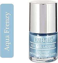 DeBelle Gel Nail Polish Aqua Frenzy (Metallic Sky Blue Nail Paint)|Non UV - Gel Finish |Chip Resistant | Seaweed Enriched Formula| Long Lasting|Cruelty and Toxic Free| 8ml