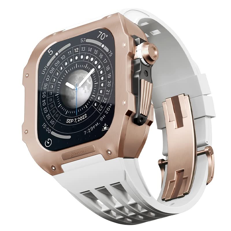 Bracelet en titane et fluororubbe pour Apple Watch 45mm, l'élégance ultime