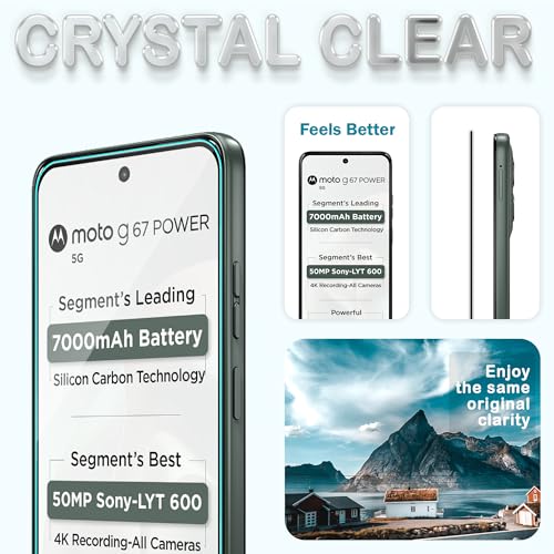 Image of FIRST MART Tempered Glass for Motorola G67 Power & Moto G57 Power, 9H Full-Glue Screen Protector, 3D Edge-to-Edge, HD Clear, Oleophobic, Case-Friendly, Black, Pack of 1