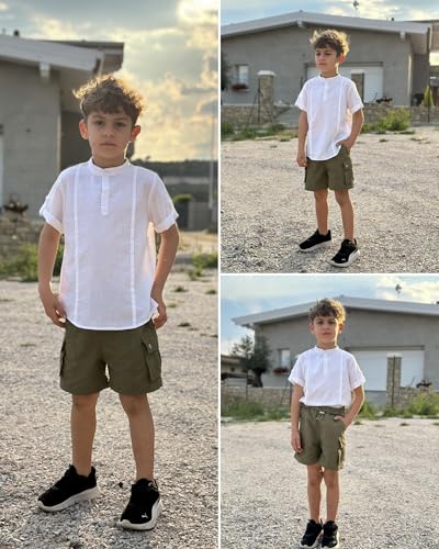 Image of Rolanko Girls Cargo Shorts Lightweight Parachute Short Pants with Pockets Summer Cargo Shorts for Kids Casual Hiking Sports