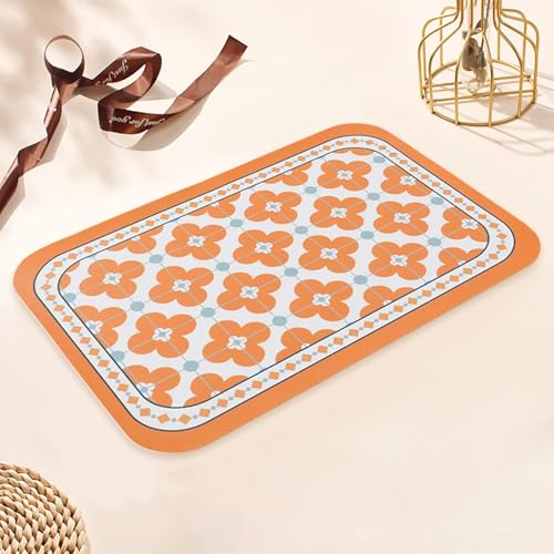 Image of Faux Leather Dining Table Placemats | Heat Insulation & Stain Resistant Waterproof Non Slip Dinner Table Mats | Perfect for Home, Kitchen, Restaurant, Office (Pastel Orange, Set of 6)