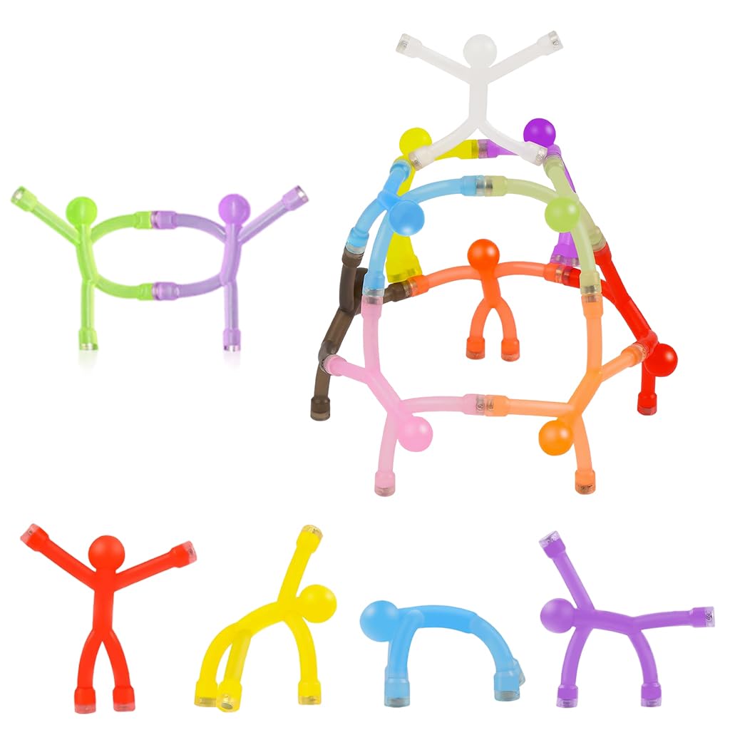 HASTHIP® 10Pcs Fun Refrigerator Magnets Mixed Color Match Stick Men Fun Refrigerator Magnets for Home Decor Connectable Colorful Little Matchstick People Decorative Desk Decor Kids Toys
