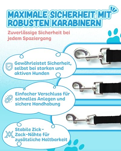 KURI PAI® Komfortable Hundeleine 3m | Verstellbare Hundeleine große Hunde | Bambusviskose | Strapazierfähig und weich | Perfekt für alltägliche Spaziergänge | L (2.5cm Breit) - Schwarz