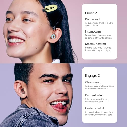 Image of Loop Everyday Bundle (2-Pack) Quiet 2 + Engage 2 | Reusable Ear Plugs for Sleep, Focus, Noise Sensitivity, Socializing & More | 24 dB /16 dB Noise Reduction