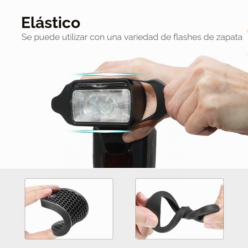 AODELAN Juego de filtros de gel de flash, rejilla universal de panal con kit de filtros de iluminación Speedlite de 8 colores para cámara Canon, Nikon, Sony, Godox y Yongnuo