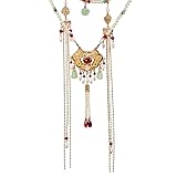 New 2026 Unisex Hanfu Tassels Necklace Pearl Pendant Chinese Wedding Accessories Golden Long Chain Necklaces Vintage Costume Decorative Decoration Jewelry Luxury Trendy Best For Gift Women And Men