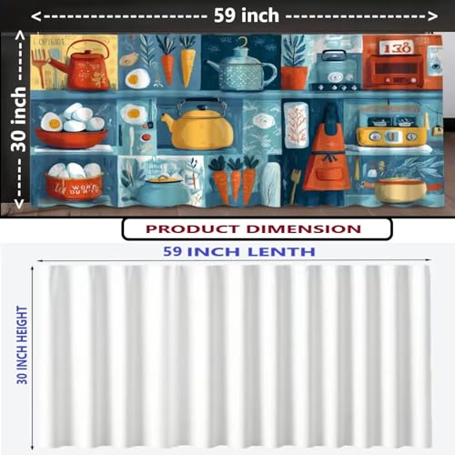 Image of Kitchen Premium Rod Pocket Cabinet Curtain, Heavy Quality Dust-Proof Under-Counter Storage Cover for Open Shelves, Pantry, Washbasin Area (2, Kettle)