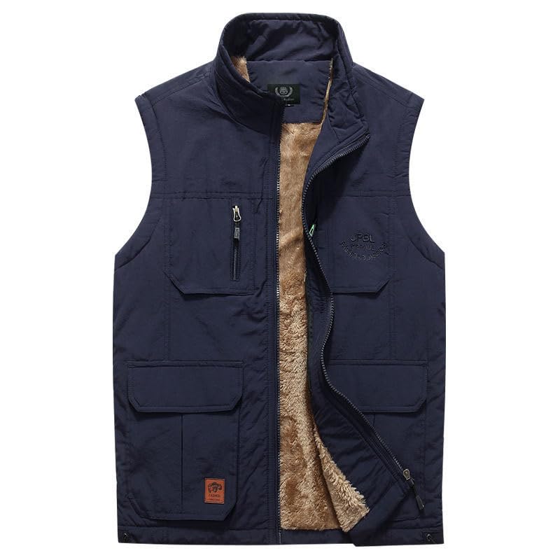 Spanye Men's Outdoor Padded Puffer Vest Fleeve Lined Sleeveless Jacket with Pockets for Work Fishing Photo