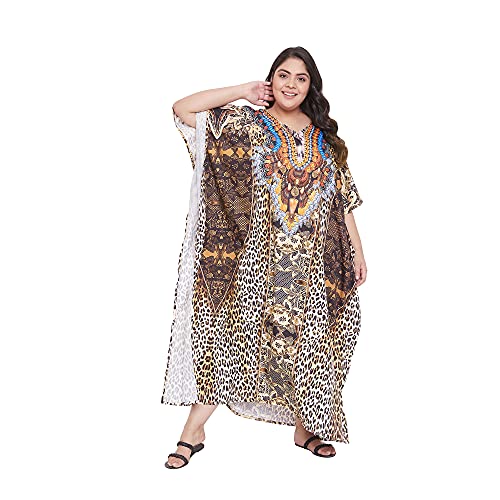 Image of Oussum Women Kaftan Plus Size Polyester Summer Lightweight Caftan Swimsuit Cover Ups Maxi African Mumu Lounge House Dress