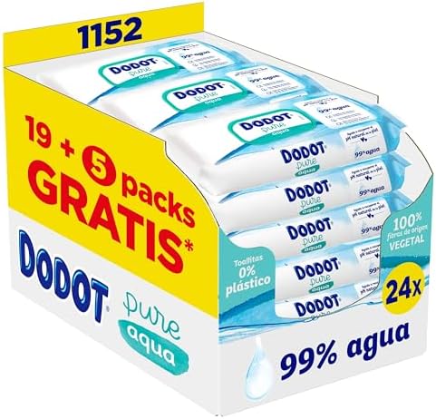 Dodot Toallitas Pure Aqua Para Bebé,1152 Toallitas (24 Packs de 4...