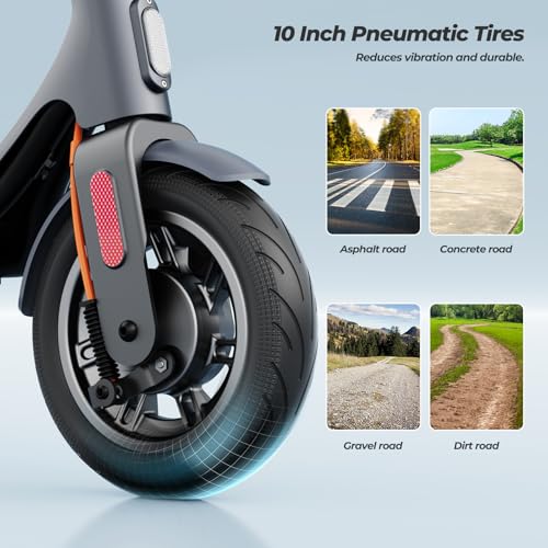 Image of MEGAWHEELS Electric Scooter,Electric Scooter Adults Teens,10in Pneumatic Tires,350 /500 /600W Motor,19 /31 Miles Range,15.5mph E Scooter with Smart APP Control for Commuting, Outdoor, Short Travel Gift