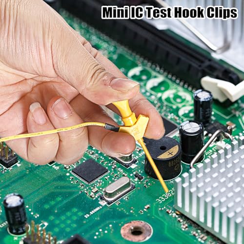 Image of Sumnacon Test Leads Kit 10 Pcs 5 Colors Mini SMD IC Test Hook Clips with Silicone Jumper Wires Cable for Logic Analyzer Electrical Testing Clip Leads or Multimeter Test Leads for Repairing Cell Phone