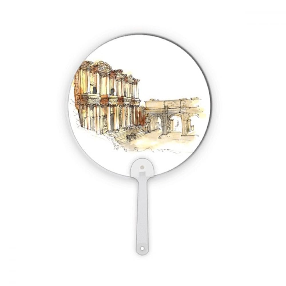 Éventail portable rond d'artisanat turc Éphèse au style Art Déco géométrique raffiné