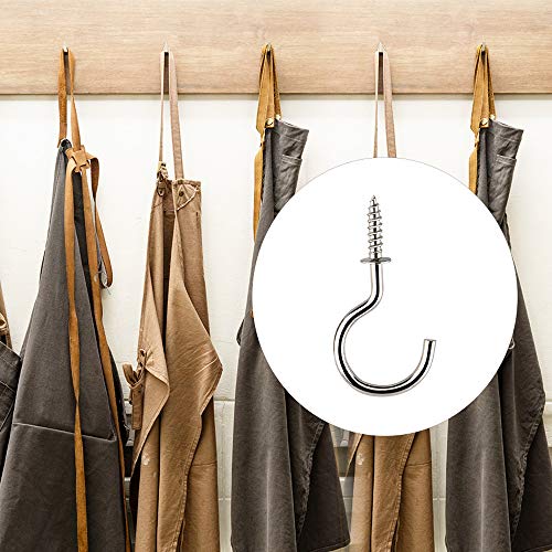 KUUQA 75 Pcs Multi-Size Nickel Plated Metal Ceiling Hooks Screw Cup Hook Holder (Silver) - Thumbnail 6