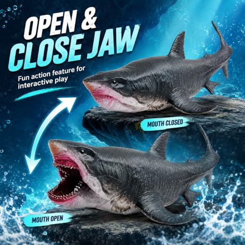 Image of Megalodon Toy Action Figure, Realistic Megalodon Shark Toys for Kids, 30 CM Megaladon Toy for Play and Display, Jurassic Rebirth Dino Toys for Boys & Girls (Megalodon)
